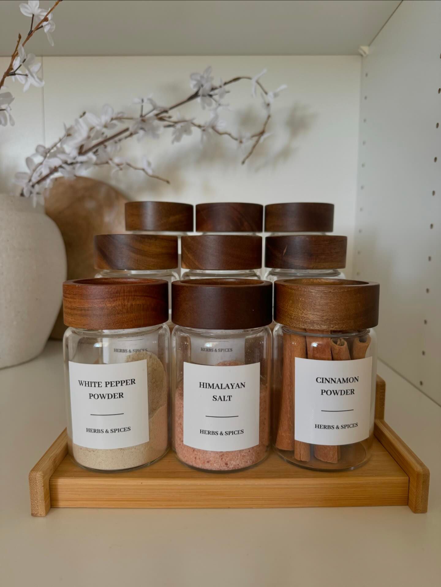 Acacia wooden lid jars