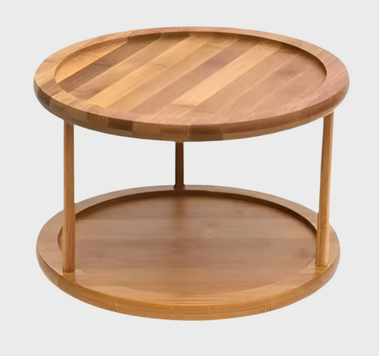 Two-Tier Bamboo Lazy Susan Turnable